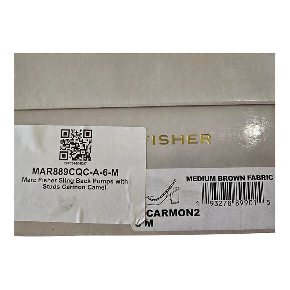 MARC FISHER Women's 6 M Carmon Slingback Pumps Shoes Black Brown Pointed Toe NEW - Picture 10 of 10